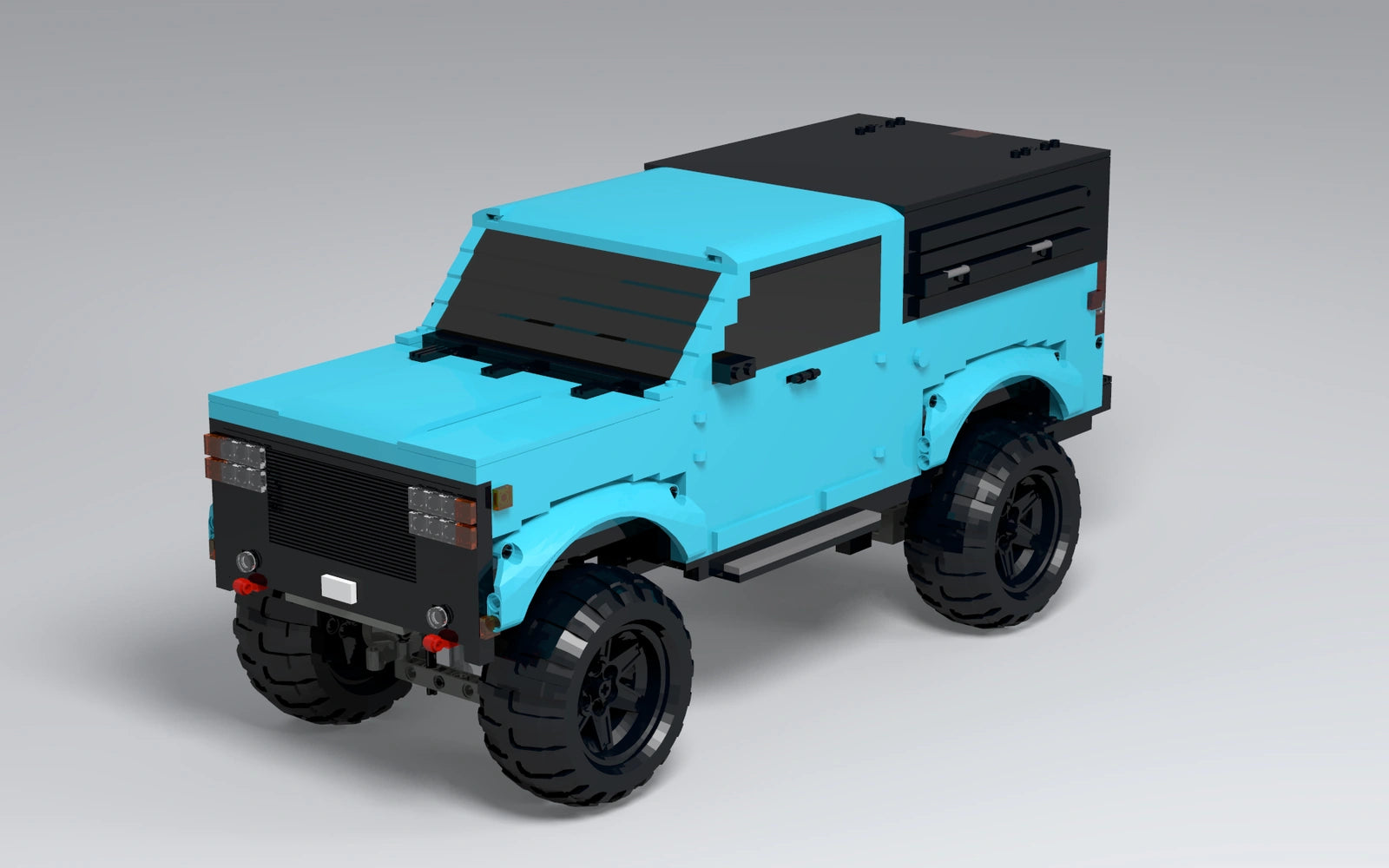 18-wide custom brick-built lifted pickup, 3D render