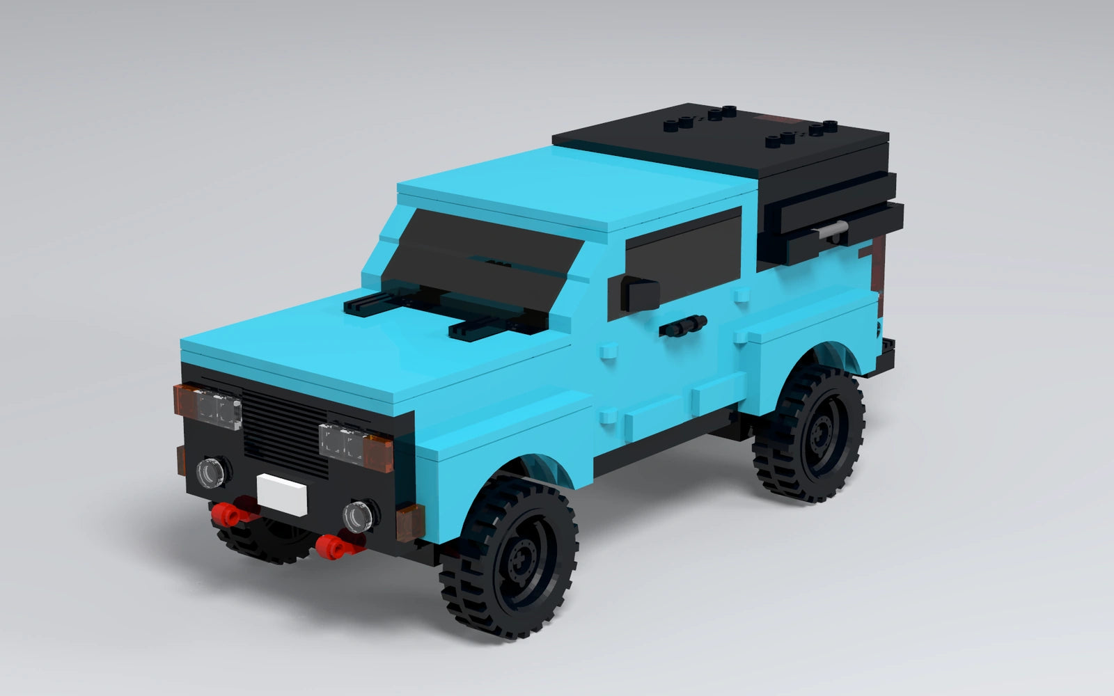 10-wide custom brick-built lifted pickup, 3D render