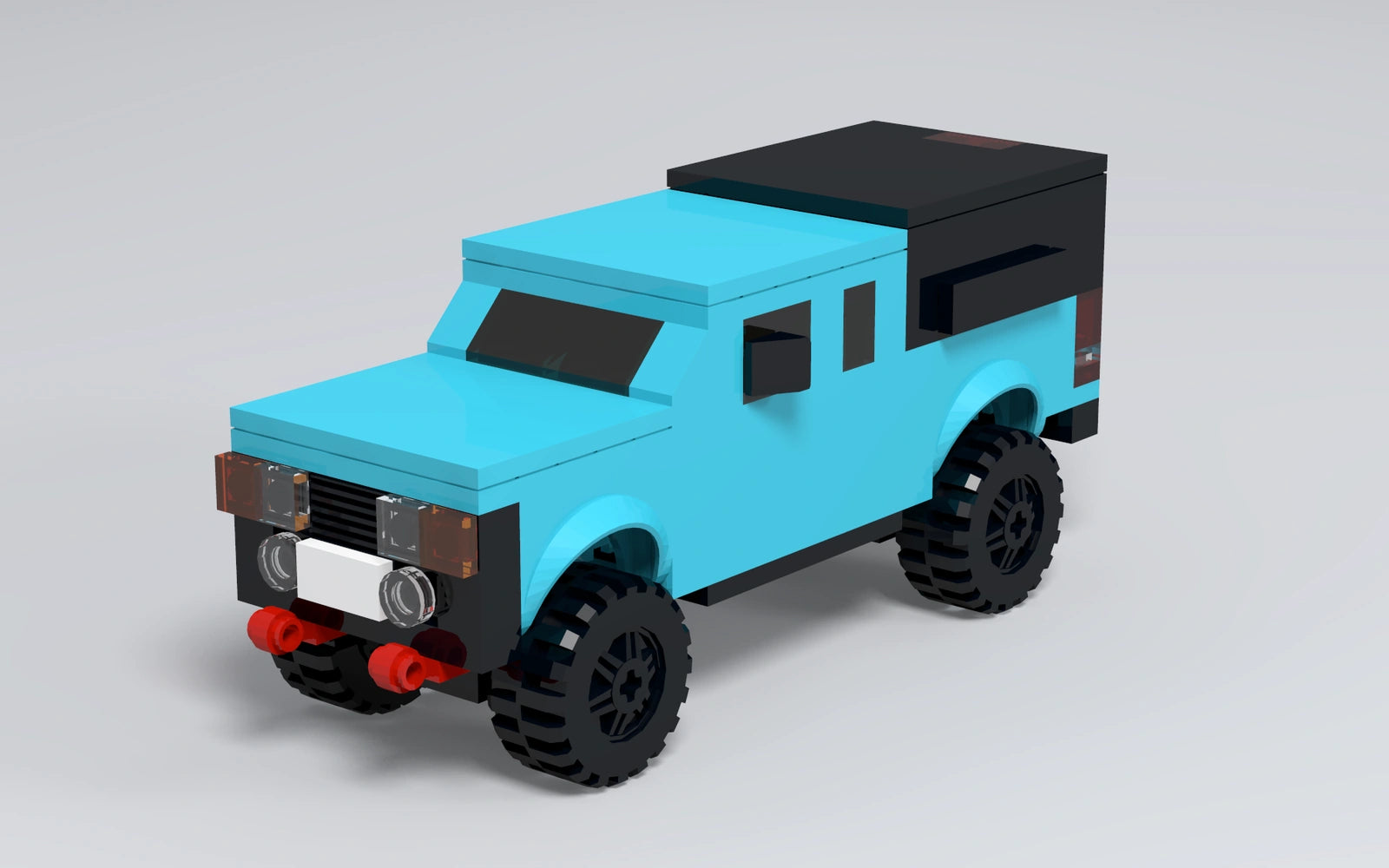 6-wide custom brick-built lifted pickup, 3D render